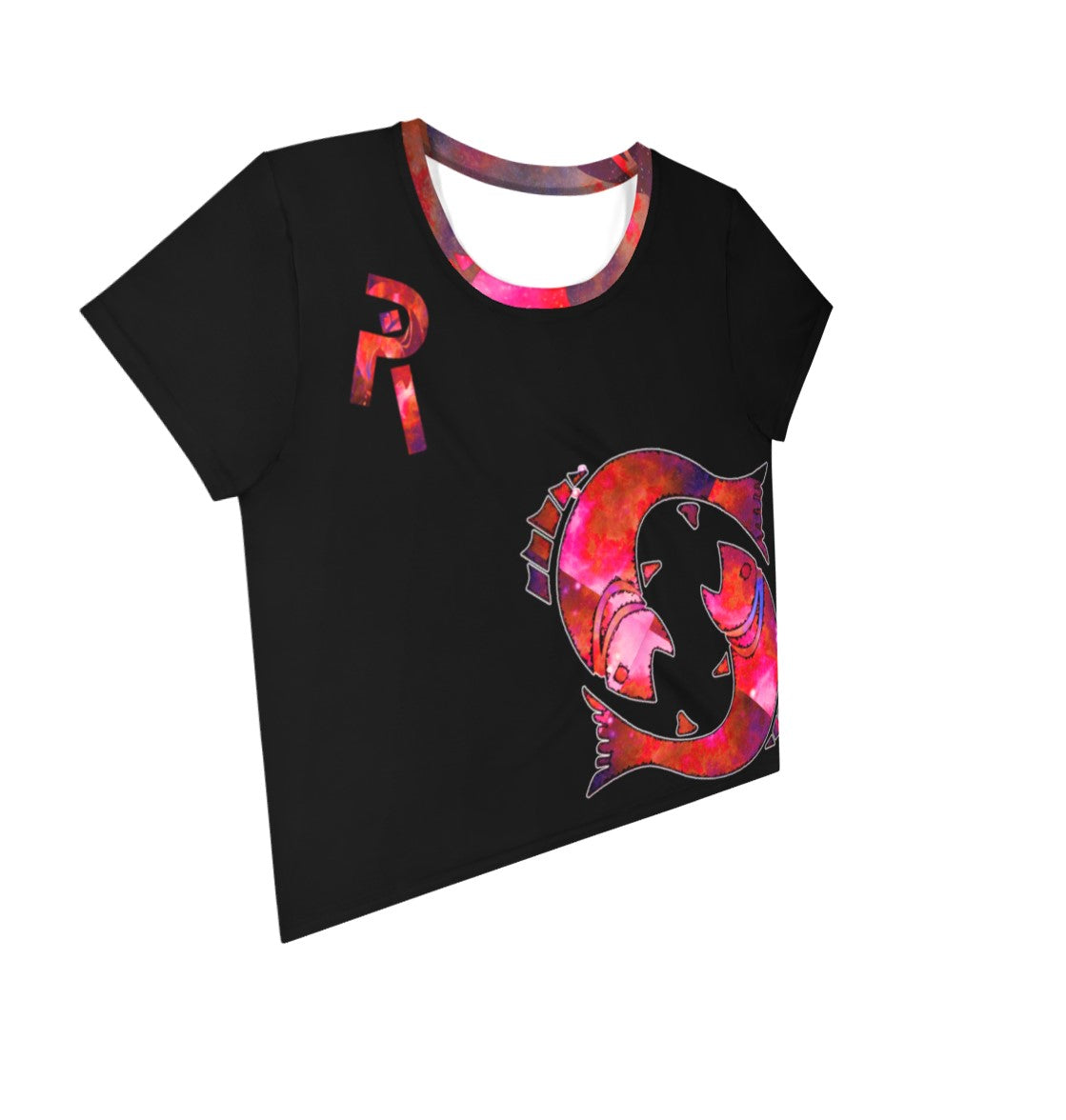 Girls Graphic Crop Tee. Waist length Crop Top- Pisces. WickedYo.